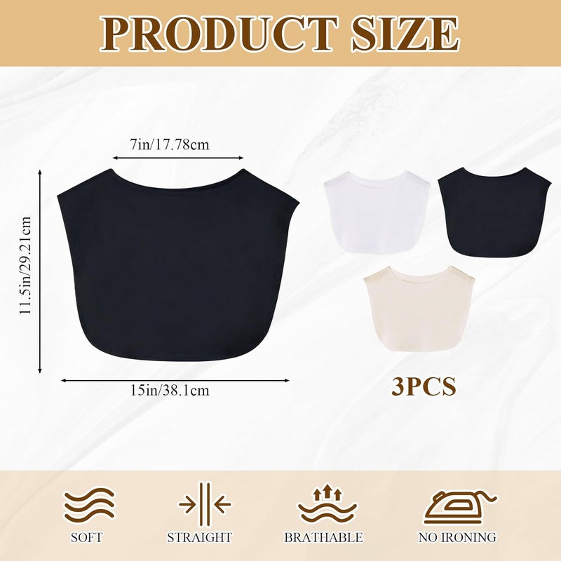 Xorim 3 PCS of Cleavage Cover up for Low Neckline, Faux Collar Women, Detachable Modesty Panel Cleavage Cover, Suitable for Women and Girls, Practical and Versatile, Free 2 Lace Styles - Image 2